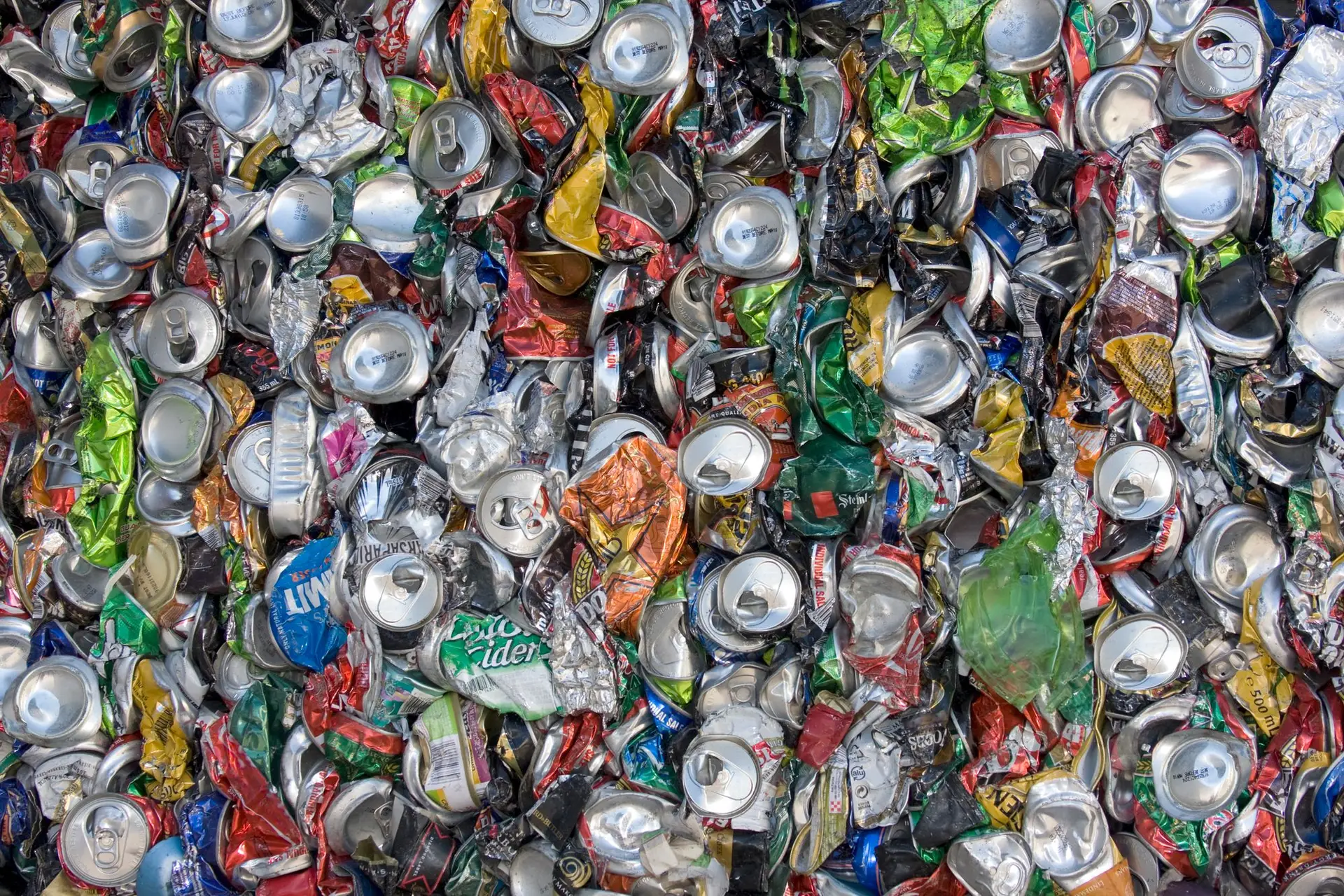 Baled used aluminum beverage cans