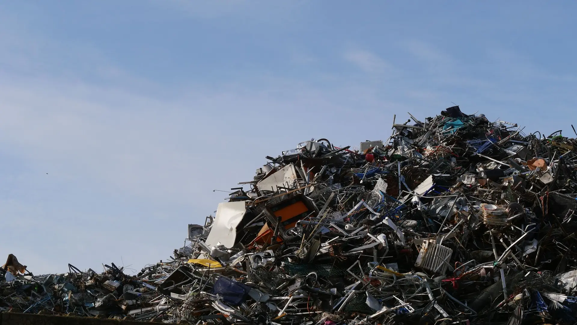 Ferrous scrap stockpile at a processing yard