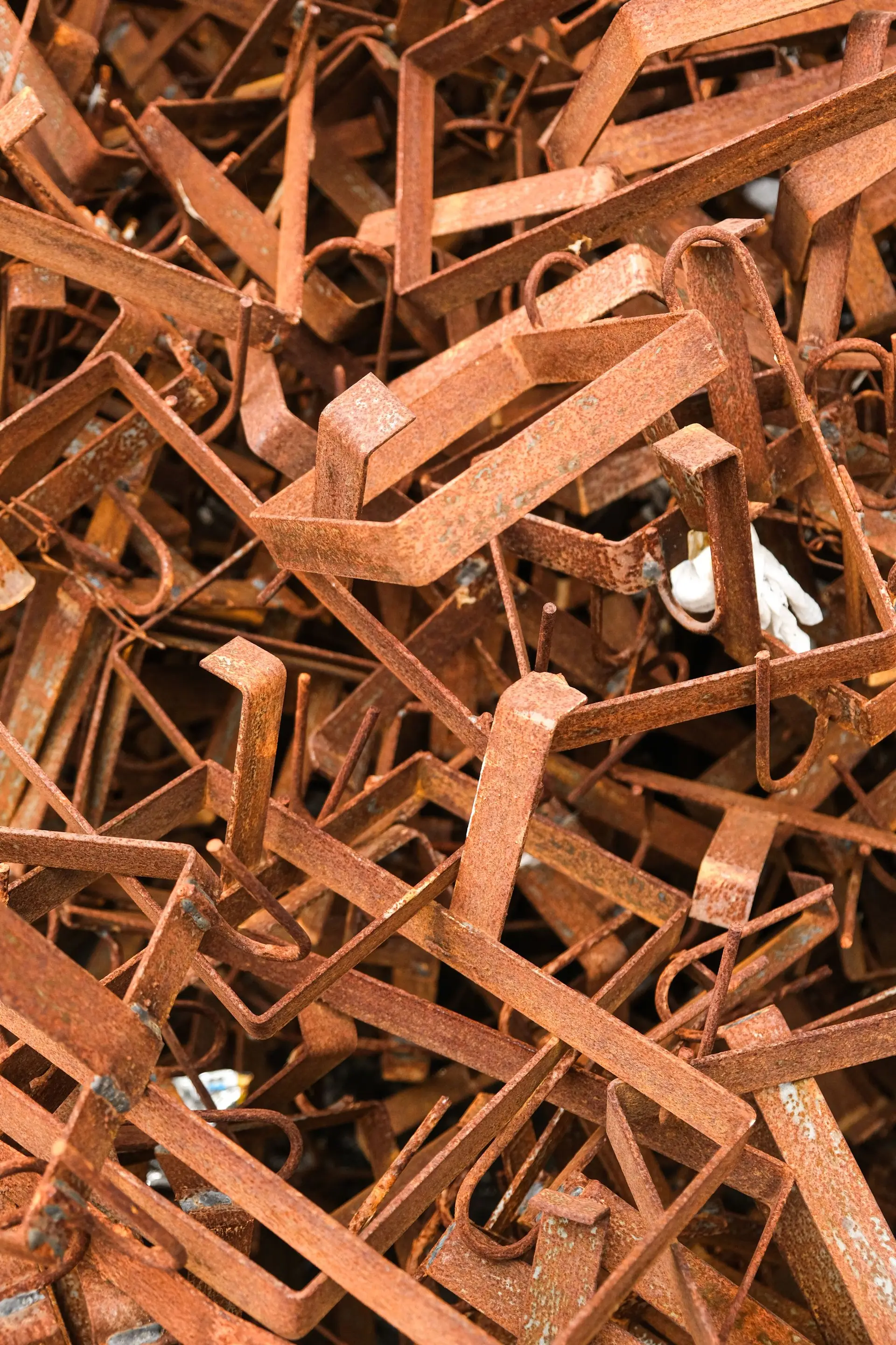 Cut steel bars and structural pieces